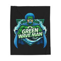 Green Wave Man- Black- Velveteen Plush Blanket