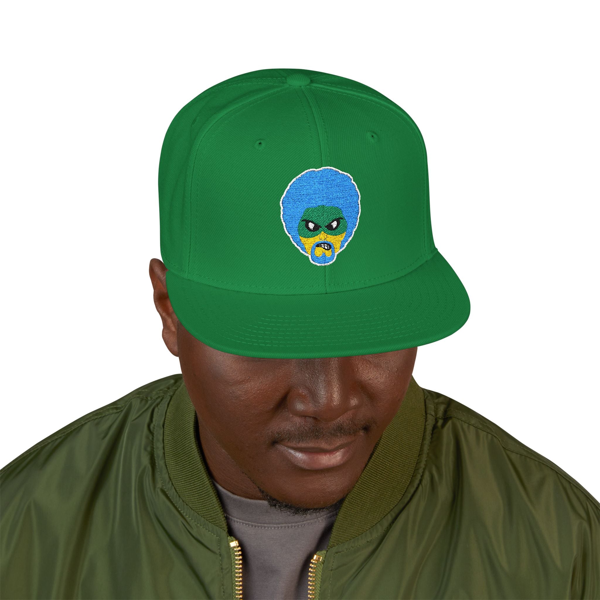 Green Wave Man Flat Bill Hat