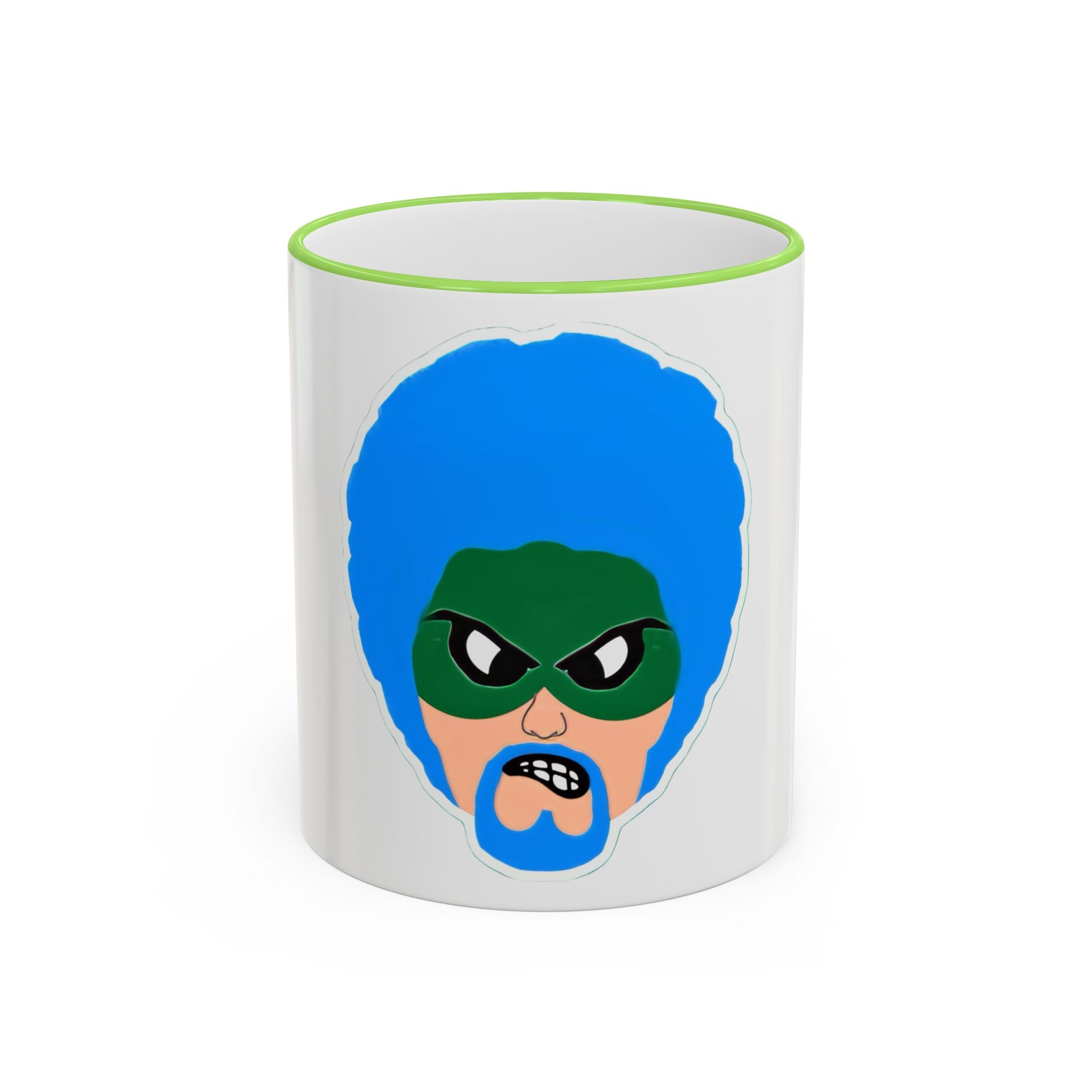 Green Wave Man Ceramic Accent Rim & Handle Coffee Cup (11oz/15oz)