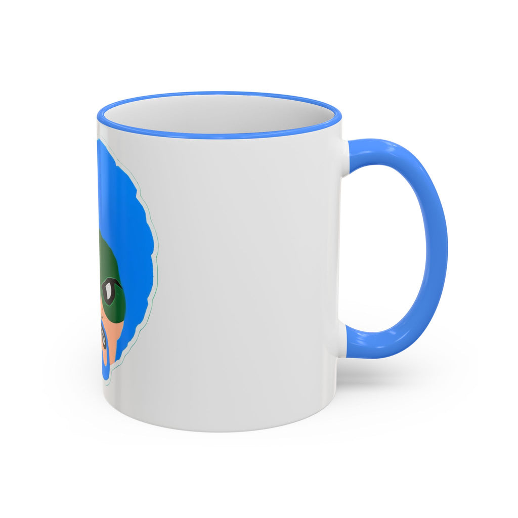 Green Wave Man Ceramic Accent Rim & Handle Coffee Cup (11oz/15oz)