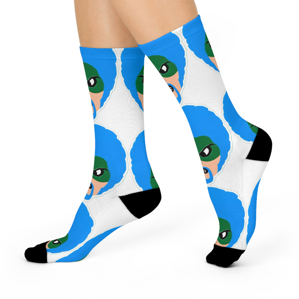 Green Wave Man Pattern Cushioned Socks