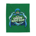 Green Wave Man Plush Blanket -Green-Cozy Velveteen Throw