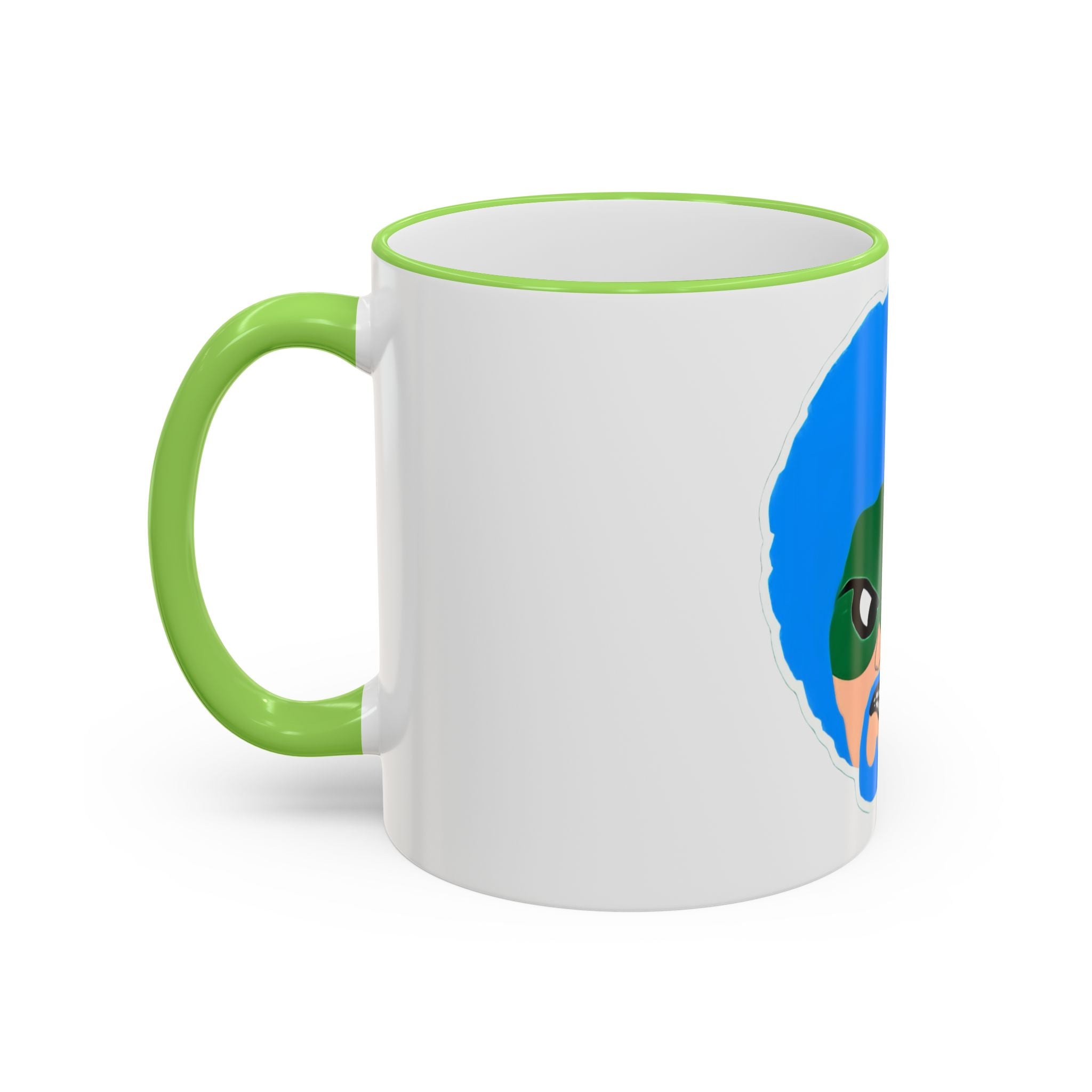 Green Wave Man Ceramic Accent Rim & Handle Coffee Cup (11oz/15oz)