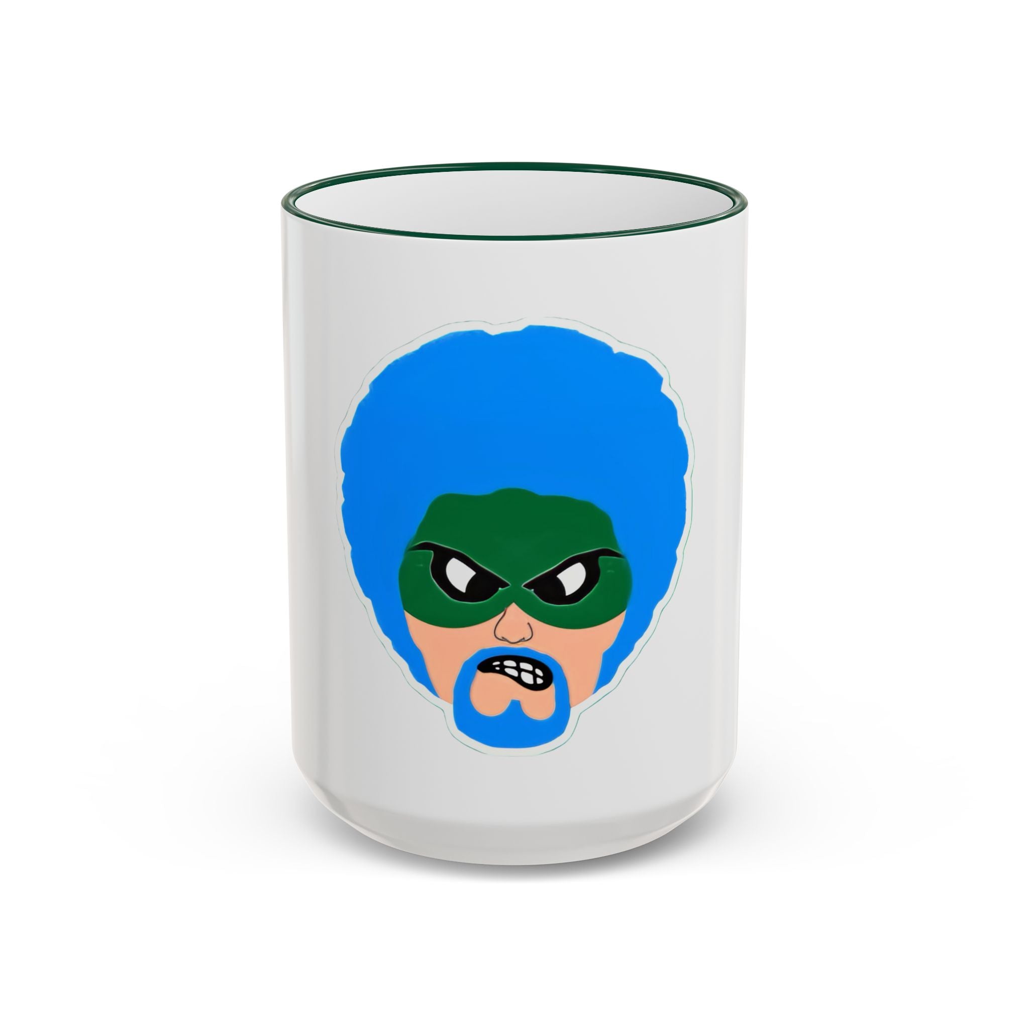 Green Wave Man Ceramic Accent Rim & Handle Coffee Cup (11oz/15oz)