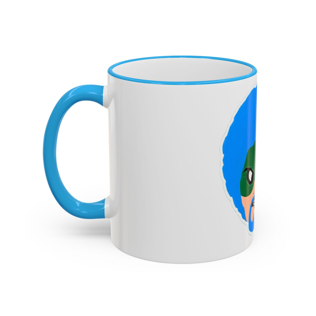 Green Wave Man Ceramic Accent Rim & Handle Coffee Cup (11oz/15oz)