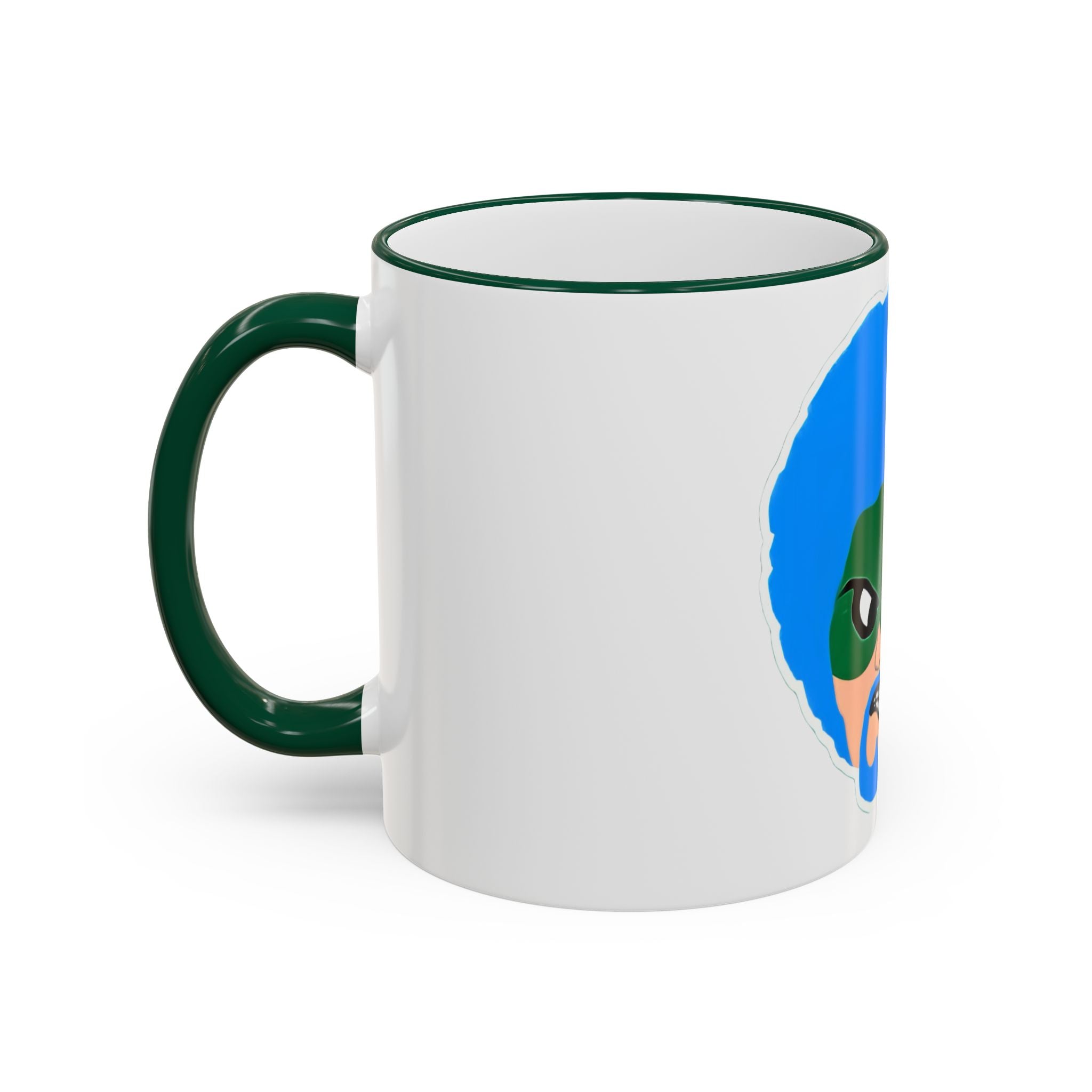 Green Wave Man Ceramic Accent Rim & Handle Coffee Cup (11oz/15oz)