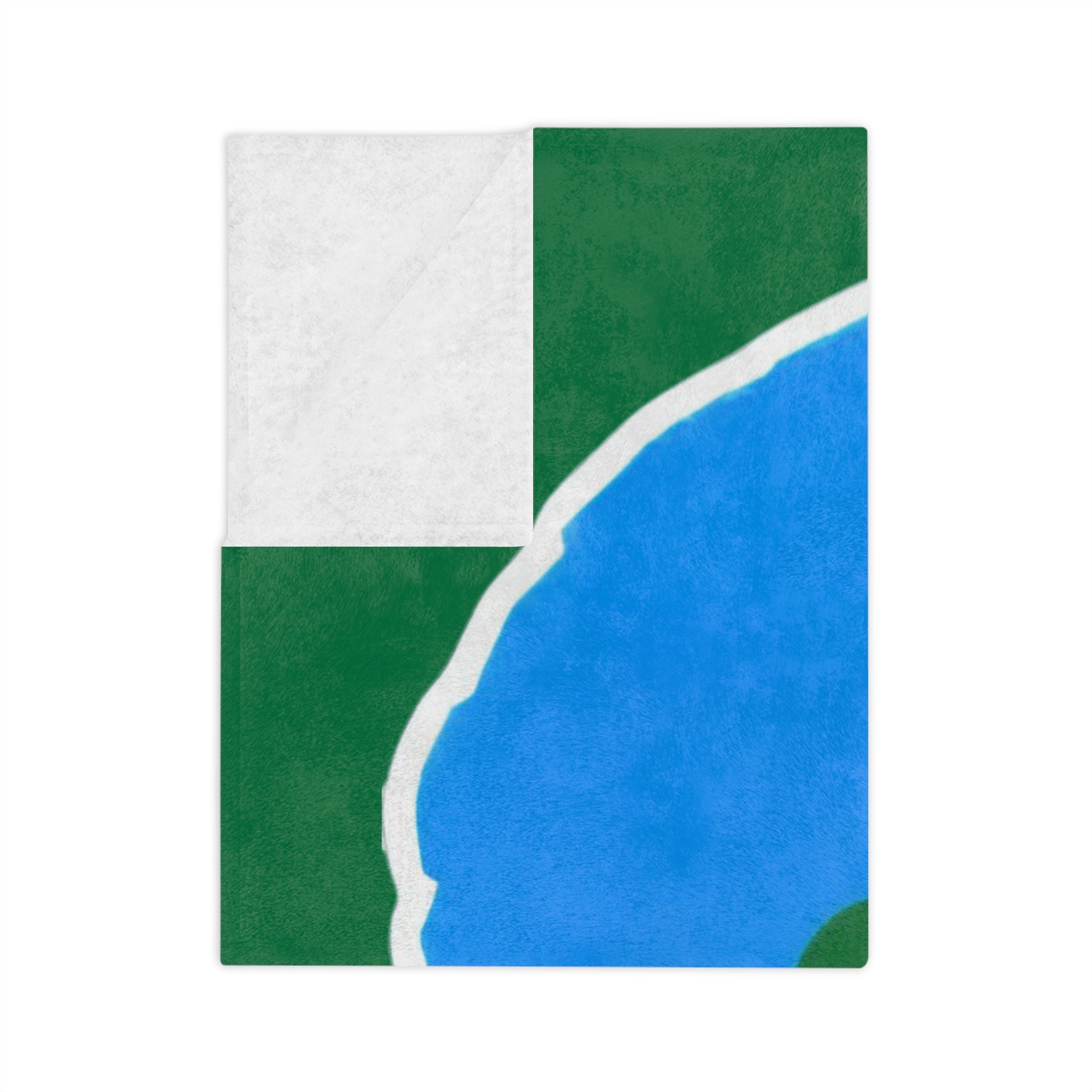 Green Wave Man (original logo) Large Microfiber Blanket — Bold Blue Afro Masked Face Design (GVMM)