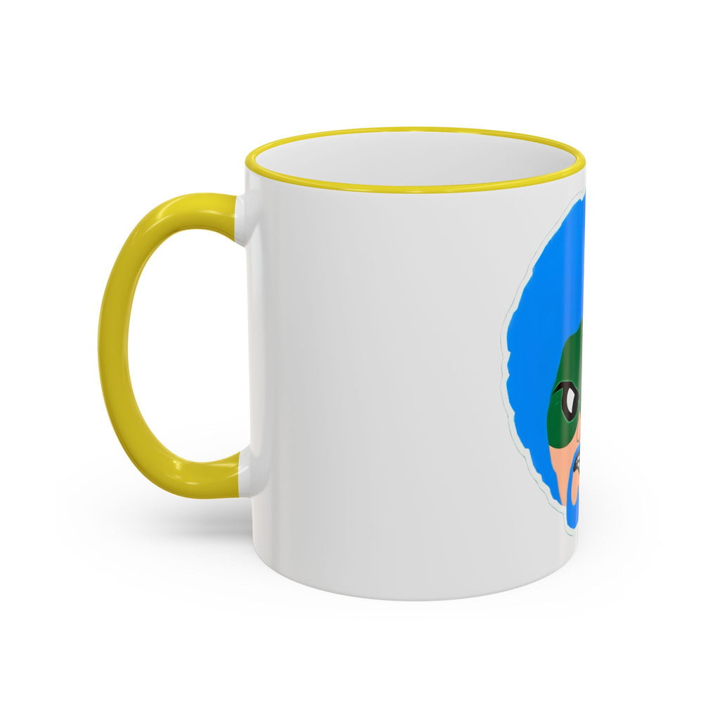 Green Wave Man Ceramic Accent Rim & Handle Coffee Cup (11oz/15oz)