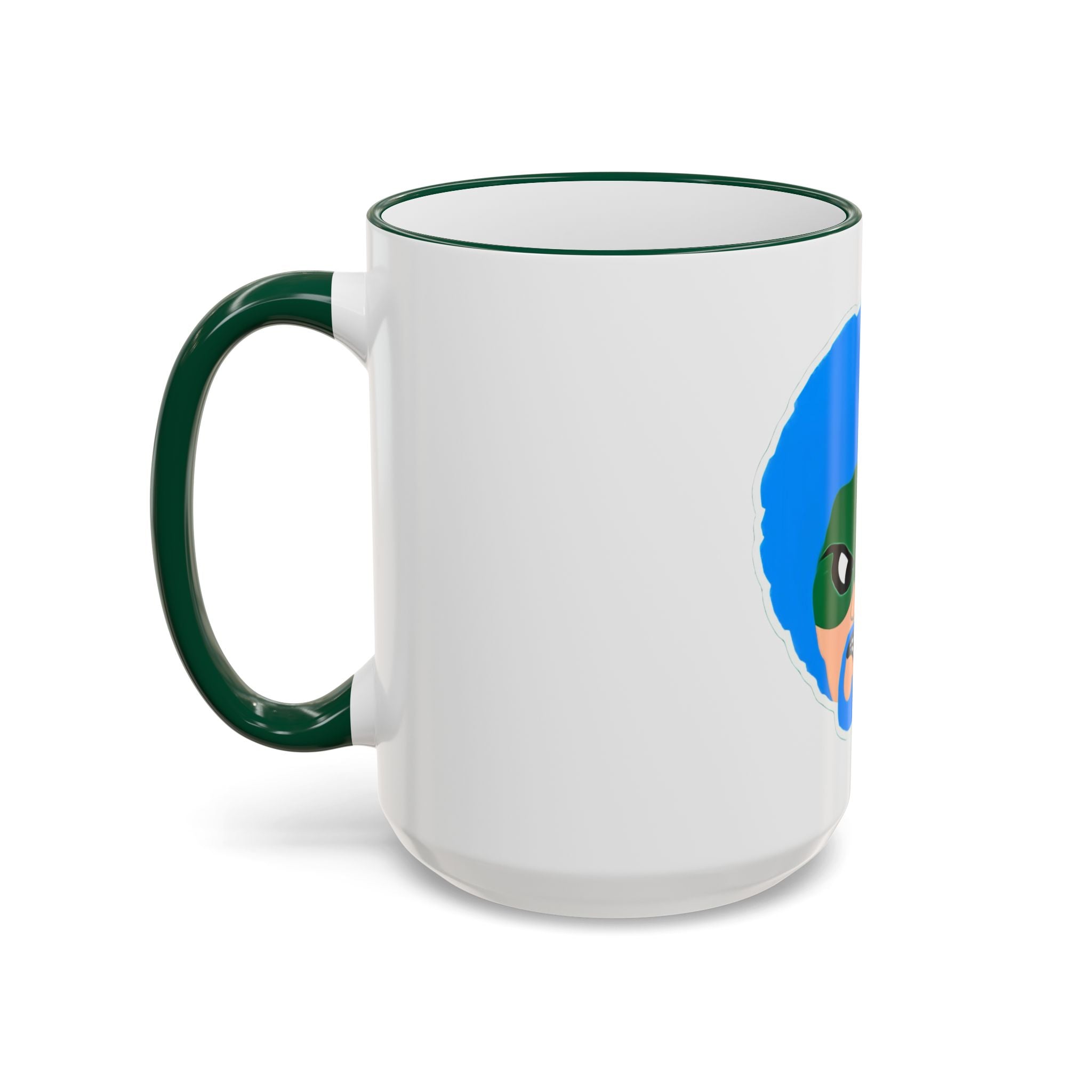 Green Wave Man Ceramic Accent Rim & Handle Coffee Cup (11oz/15oz)