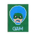 Green Wave Man (original logo) Large Microfiber Blanket — Bold Blue Afro Masked Face Design (GVMM)