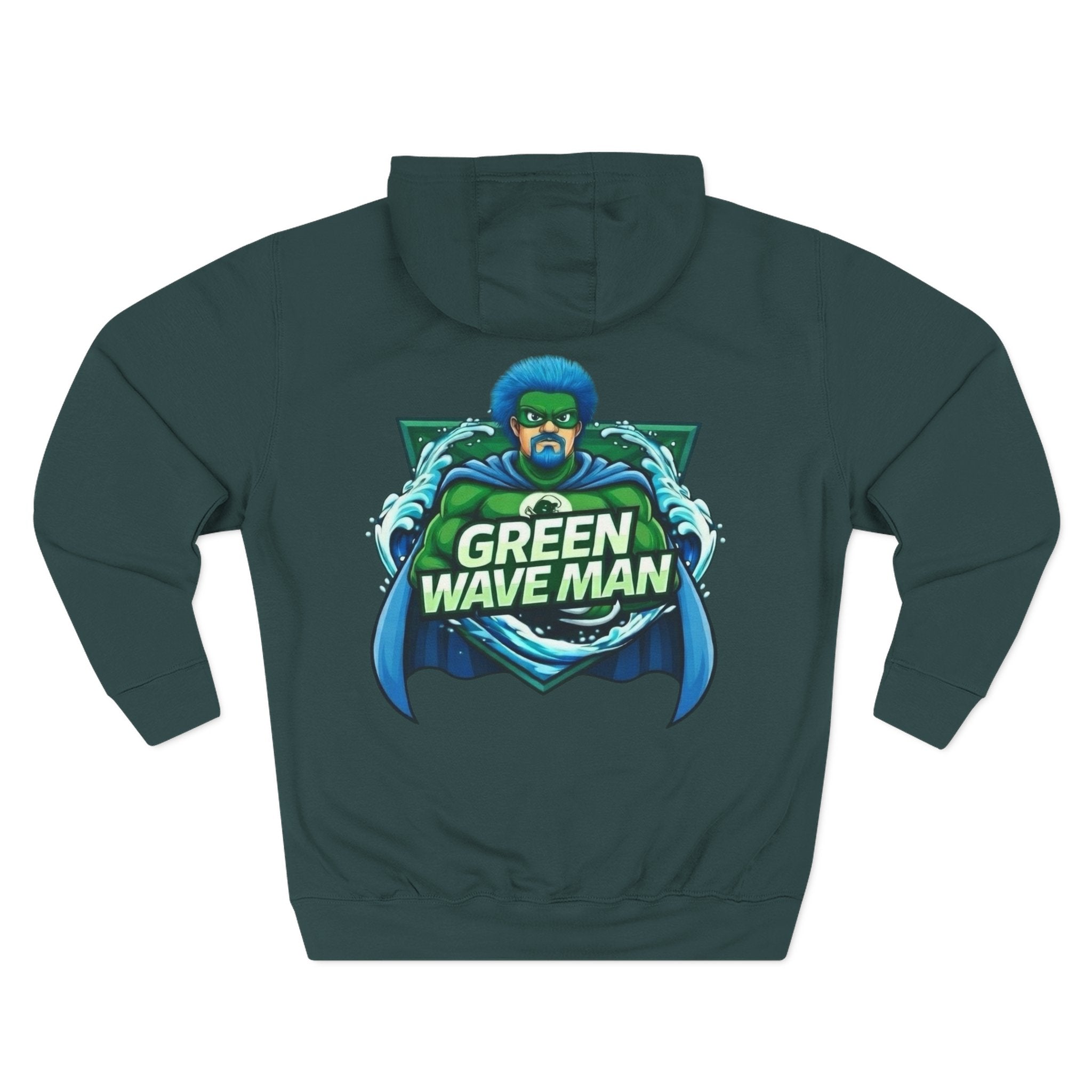 Green Wave Man Hoodie — Superhero Graphic Pullover