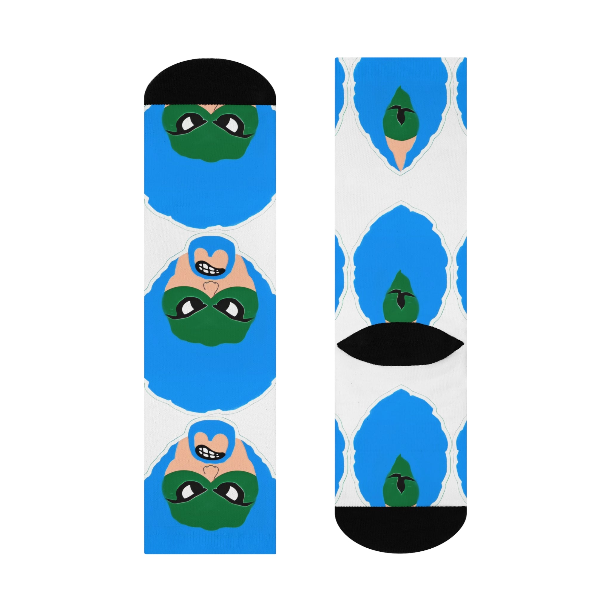 Green Wave Man Pattern Cushioned Socks