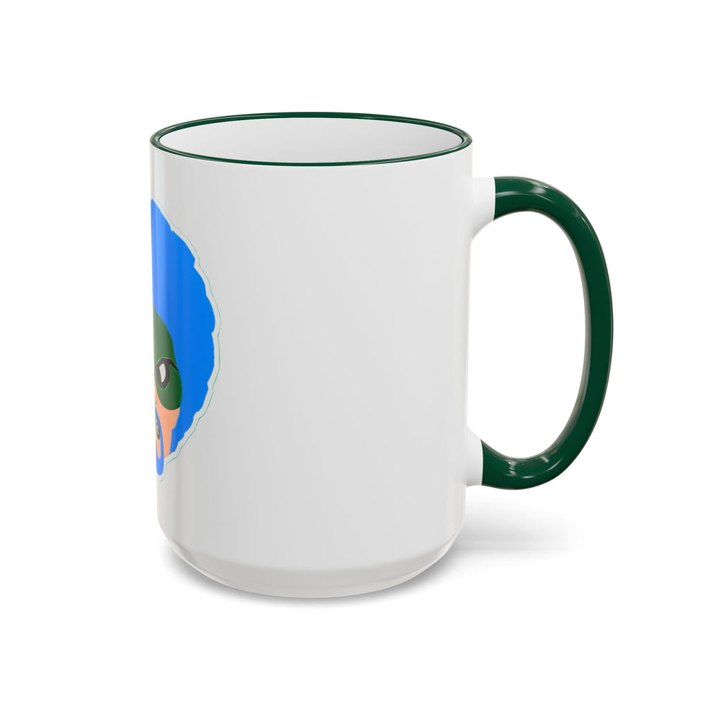 Green Wave Man Ceramic Accent Rim & Handle Coffee Cup (11oz/15oz)