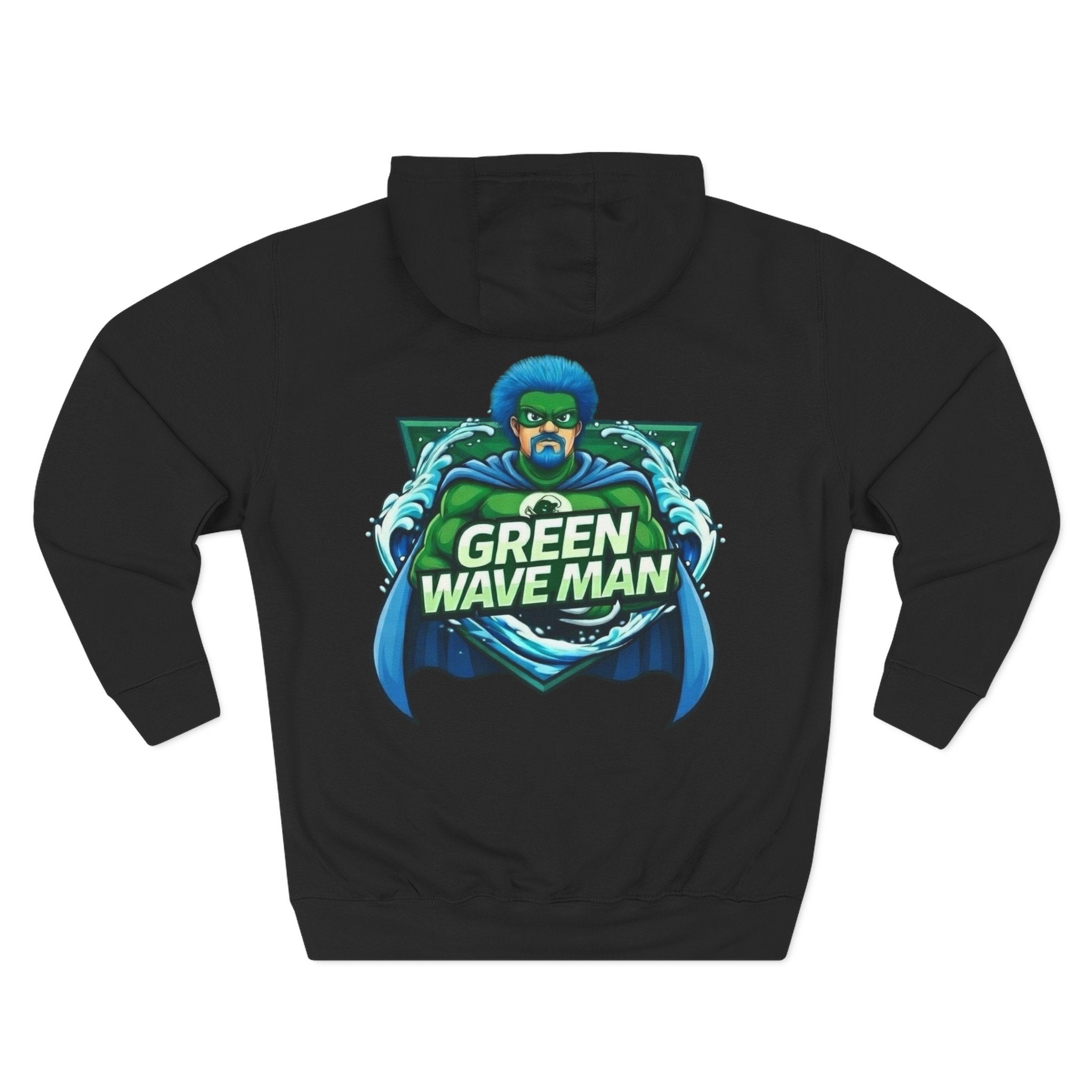Green Wave Man Hoodie — Superhero Graphic Pullover