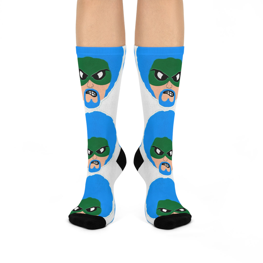 Green Wave Man Pattern Cushioned Socks