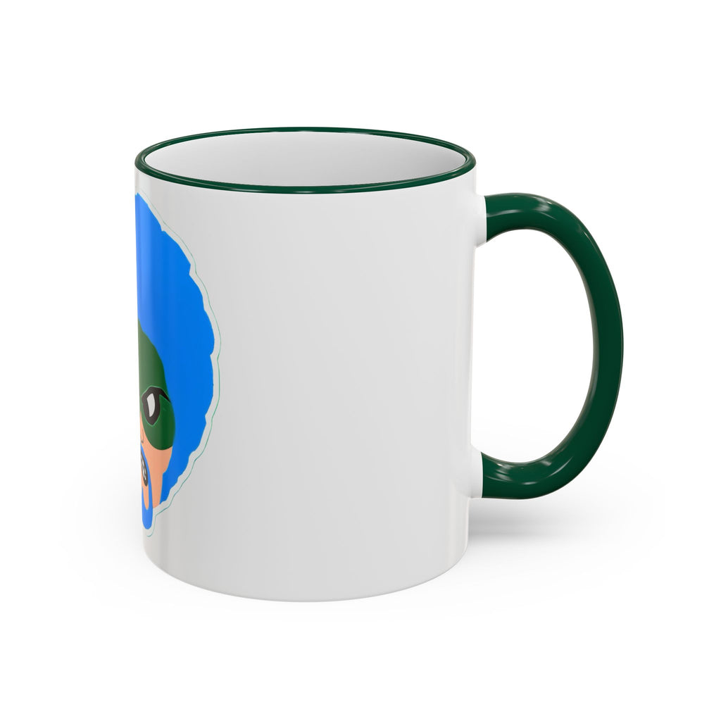 Green Wave Man Ceramic Accent Rim & Handle Coffee Cup (11oz/15oz)