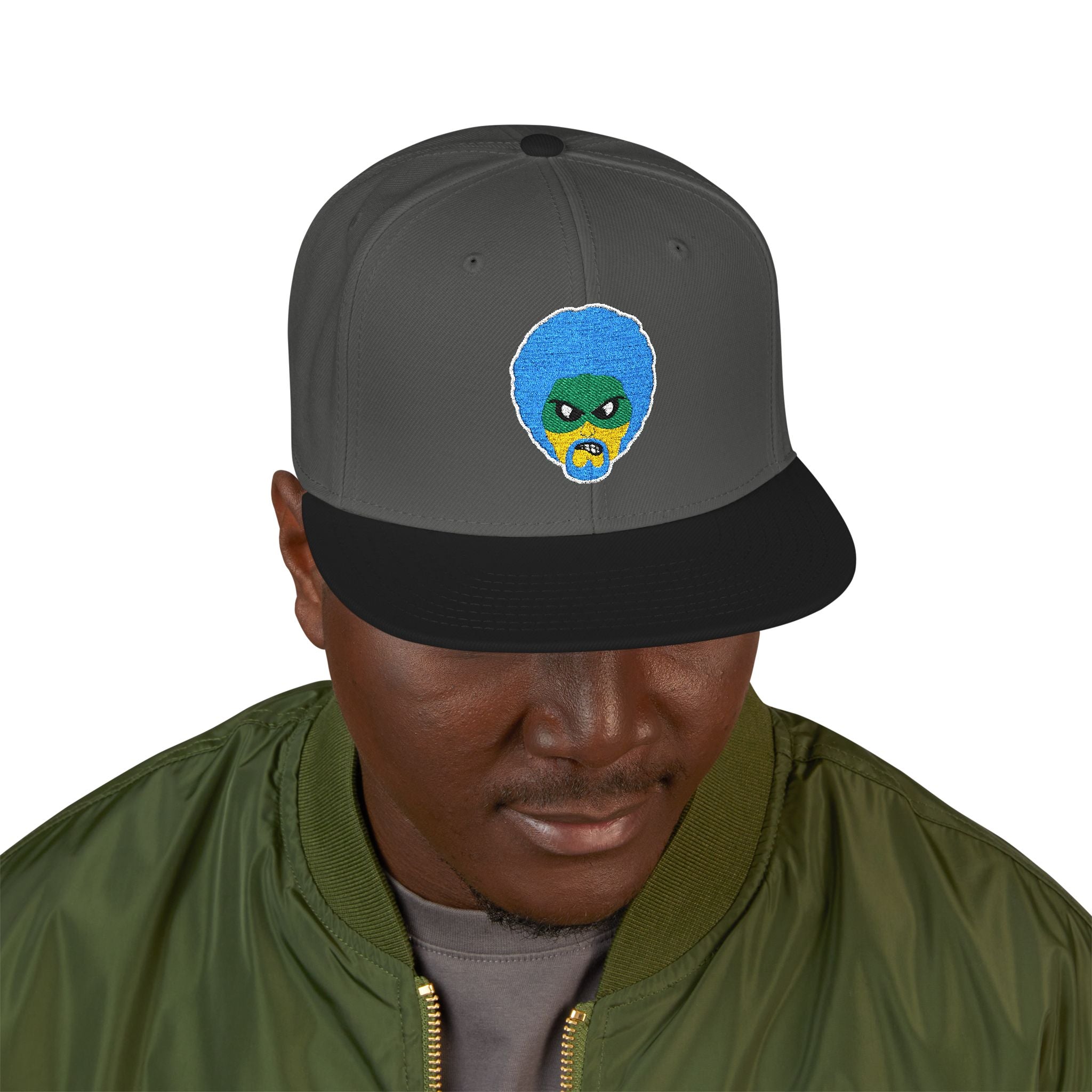Green Wave Man Flat Bill Hat